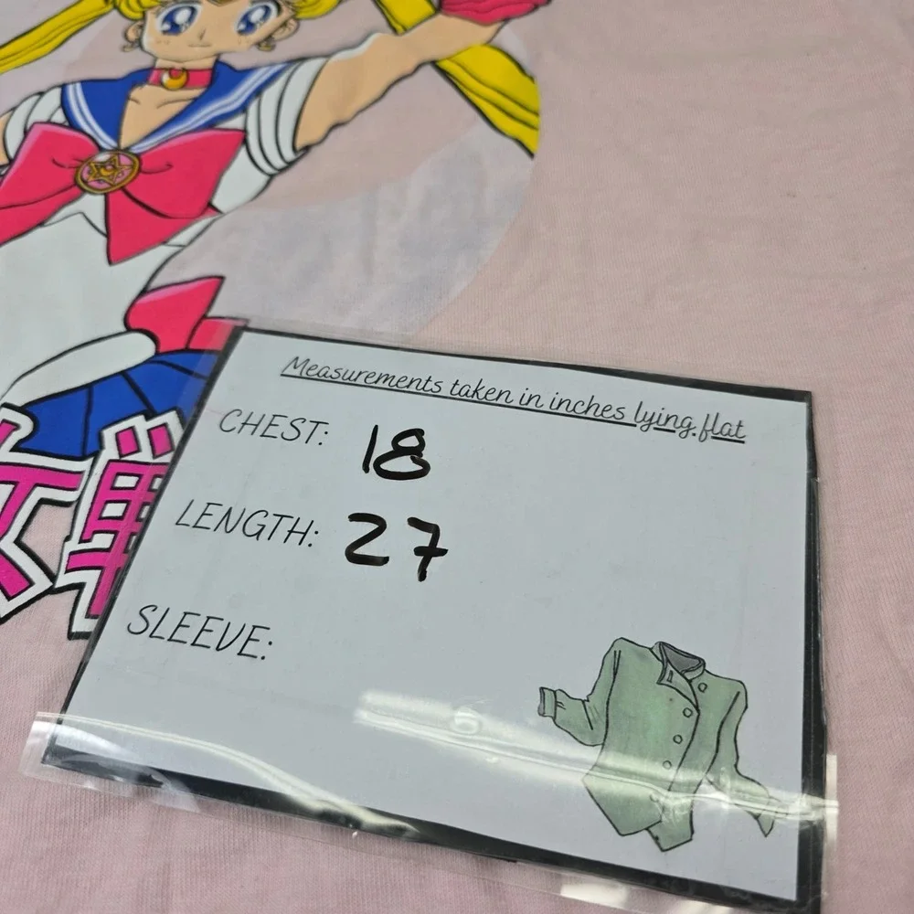 Sailor Moon Official‎ T-Shirt Anime Japanese Letters Pink Size Medium NEW